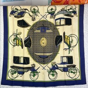 HERMÈS "Les VOITURES A TRANSFORMATION"By F. de La Perrière 1965 Silk Scarf 34"